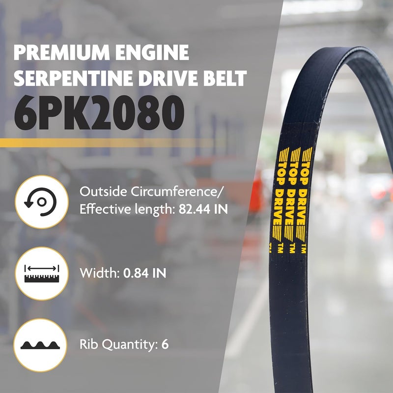 TOP DRIVE , 6PK2080, Premium Engine EPDM Serpentine Drive Belt, Equivalent References - K060819, 5060820 - Image 2